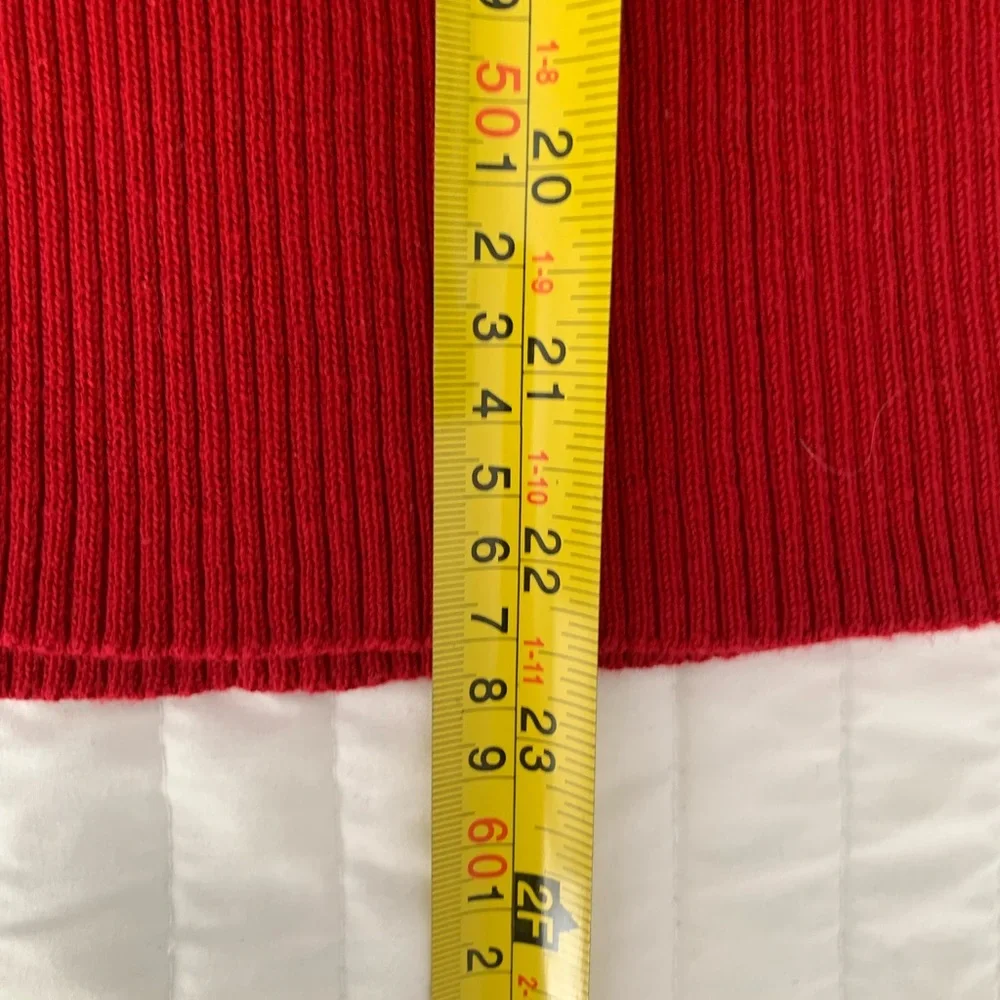VTG 90s Limited America Knit Top Women M Cherry Red Ribbed Mockneck Short Sleeve